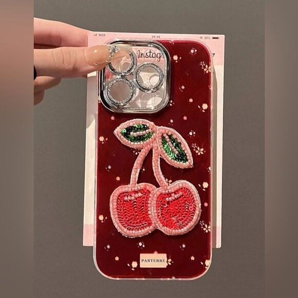 Accessories - Cherry Design IPhone 16 pro max Case - Red